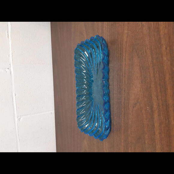 Vintage Blue Glass Serving Dish Rectangular - Picture 5 of 5
